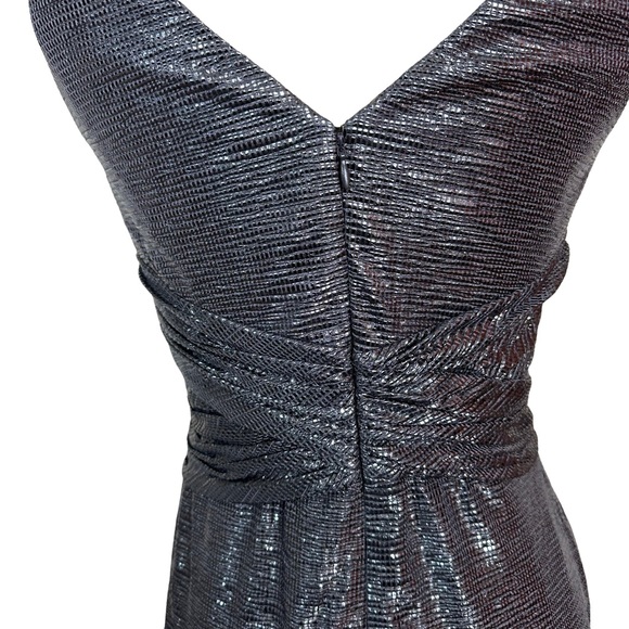 Lauren Ralph Lauren Silver Metallic Gray Sleeveless High Neck Cocktail Gown NWT - Picture 8 of 13